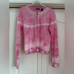 MODA INTERNATIONAL | Y2K 00s Pink & Cream Sequin Cardigan